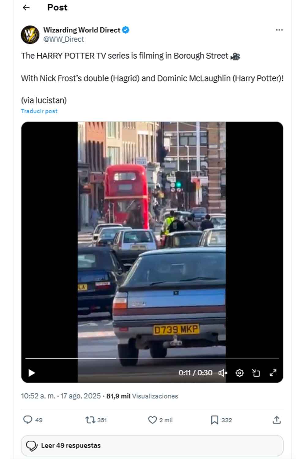 Rodaje de la serie Harry Potter