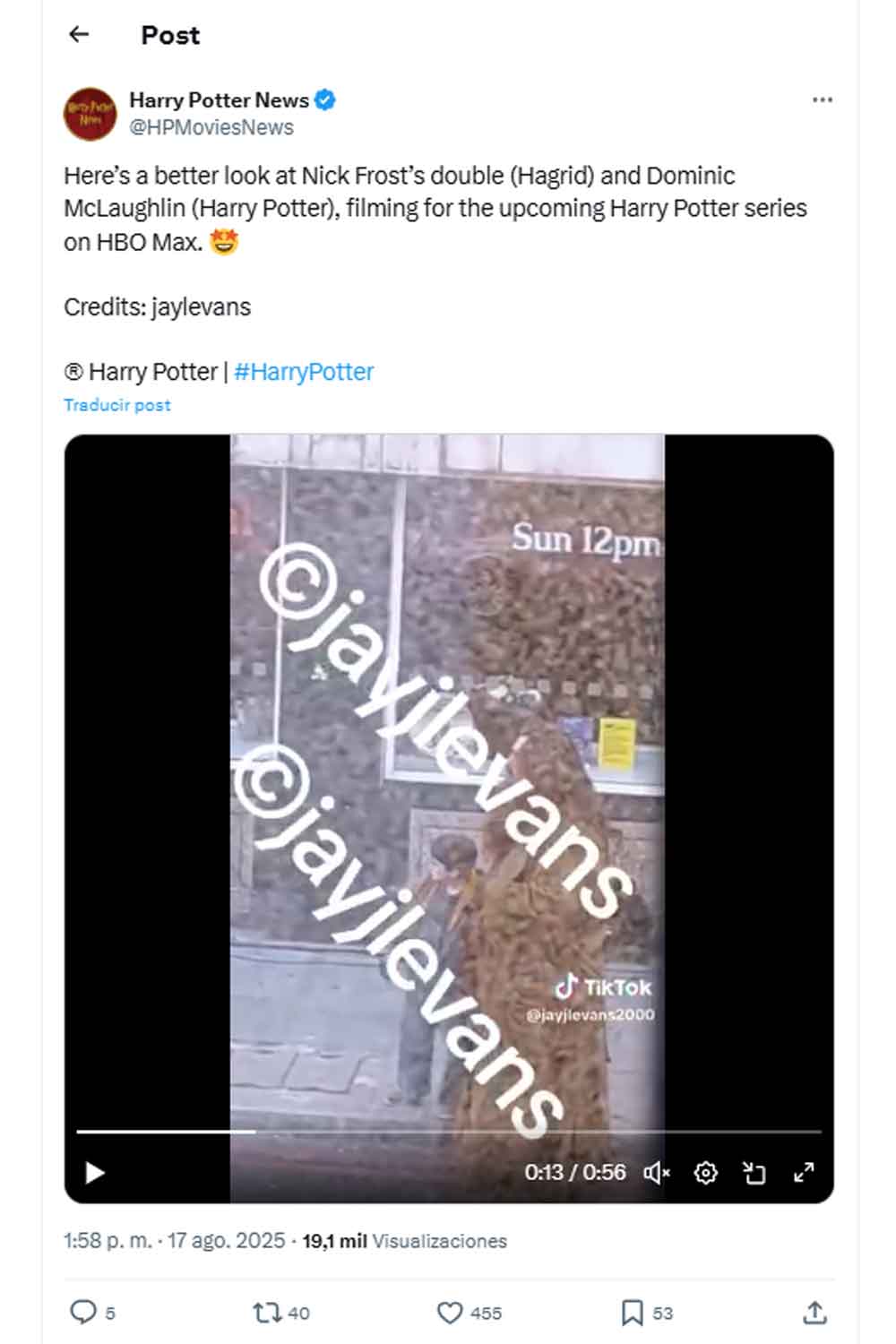 Rodaje de la serie Harry Potter