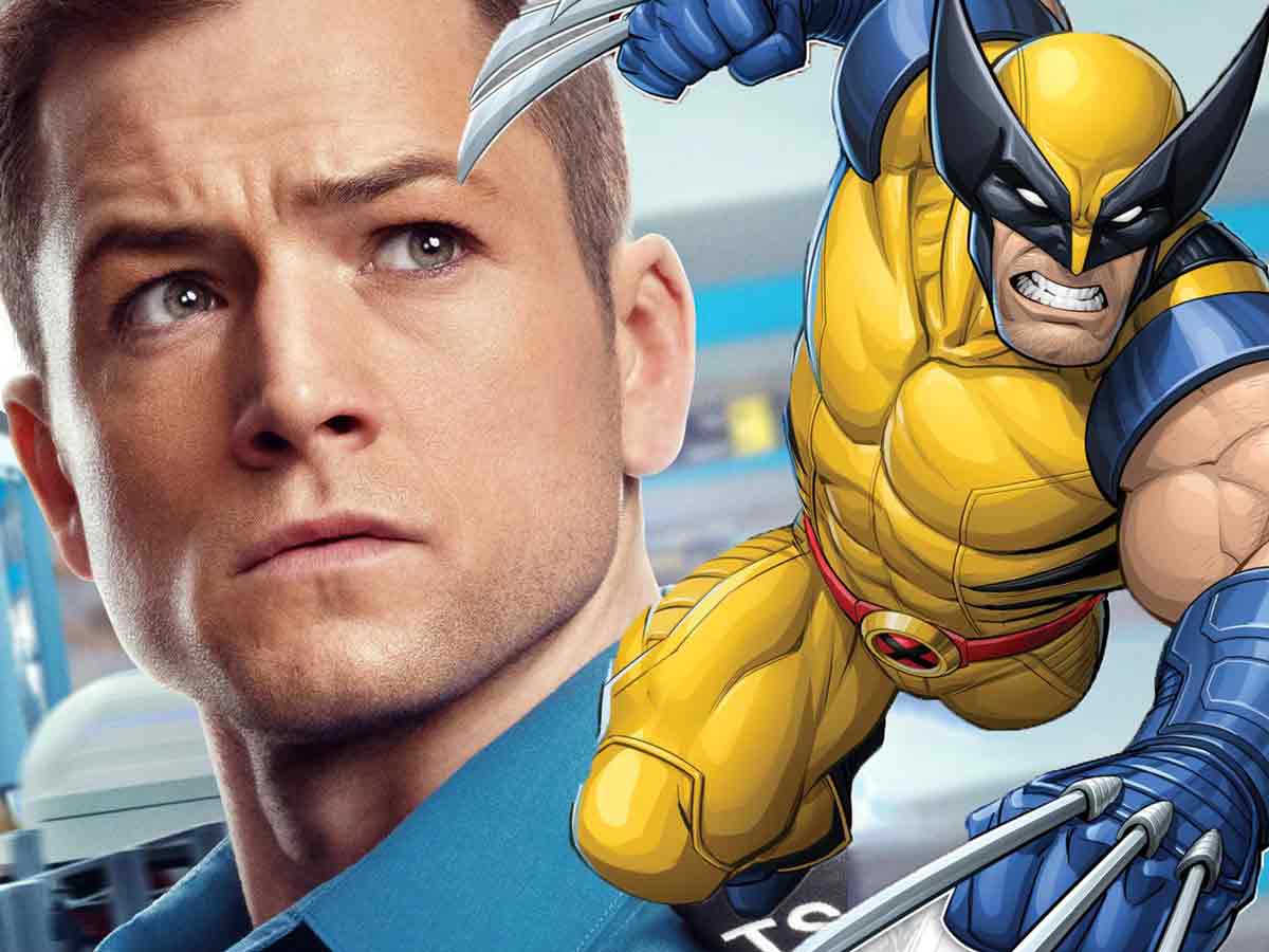 taron egerton en primer plano y wolverine en traje clásico amarillo, como símbolo de la decisión del actor de no asumir el papel en el mcu.