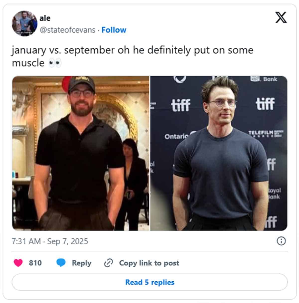 chris evans con el físico de capitán américa