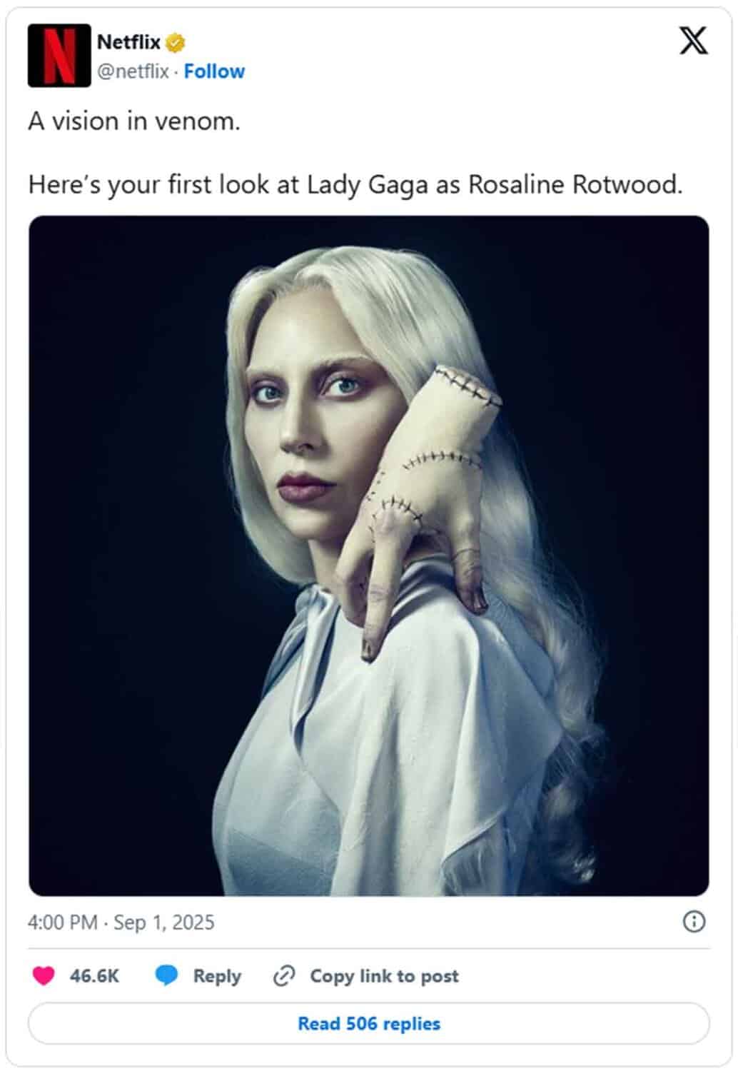 lady gaga en wednesday (miércoles) de netflix