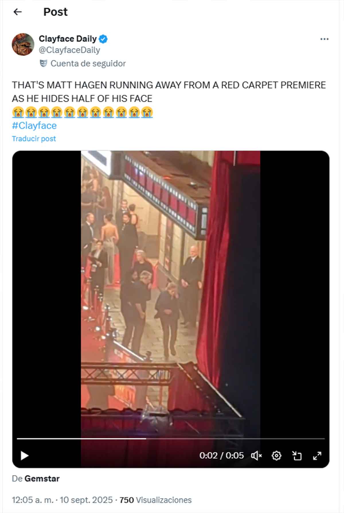 primer video de tom rhys harries huyendo en el rodaje de clayface