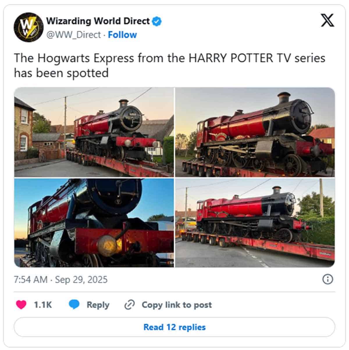 Primera imagen del tren Hogwarts Express de la serie de Harry Potter