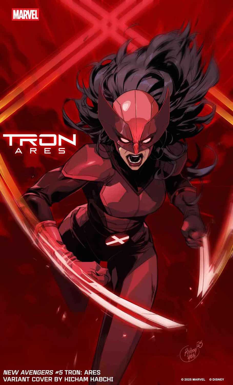 x-23 con garras de energía en portada tron: ares