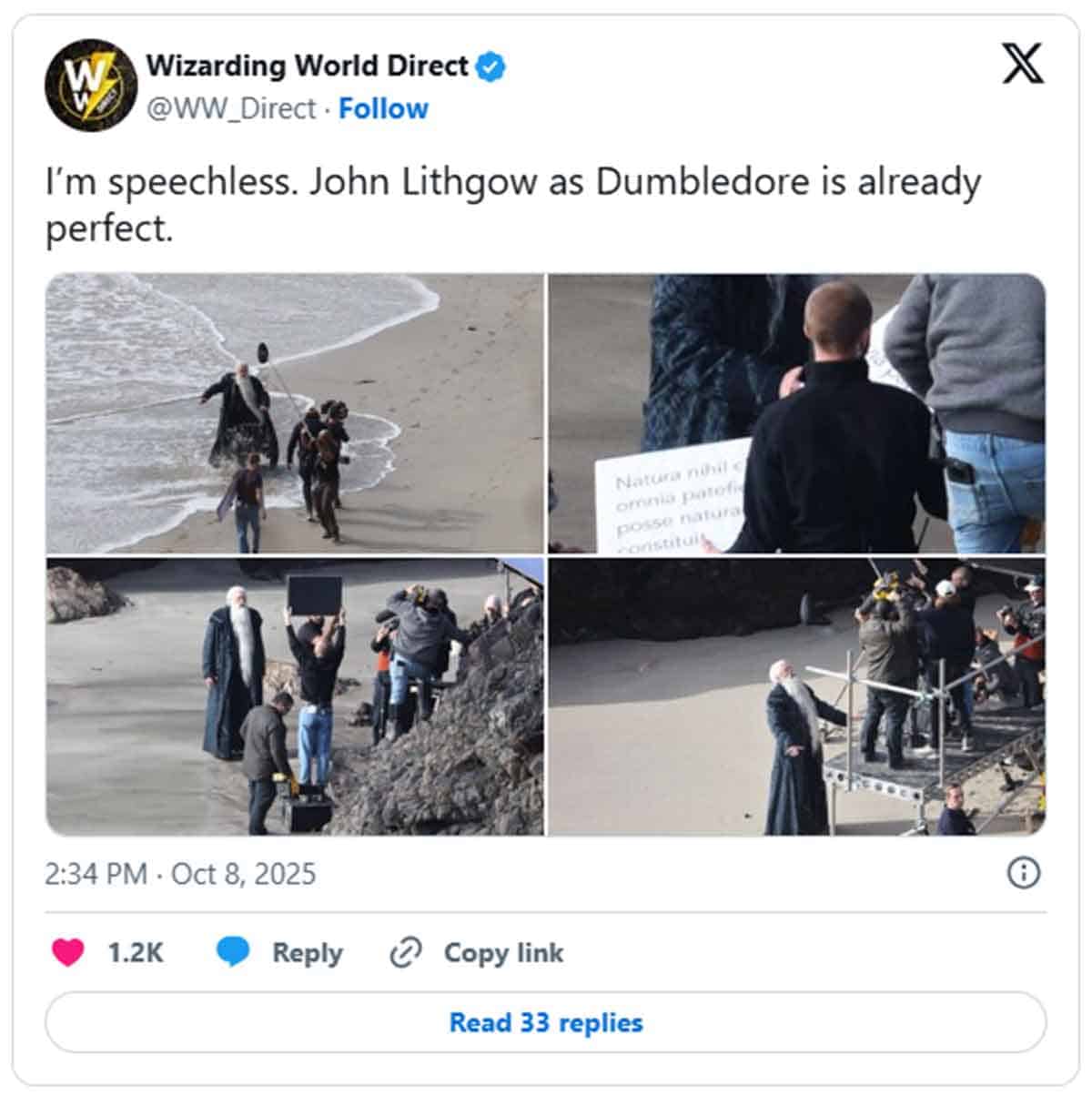 primera imagen de dumbledore en el rodaje de harry potter