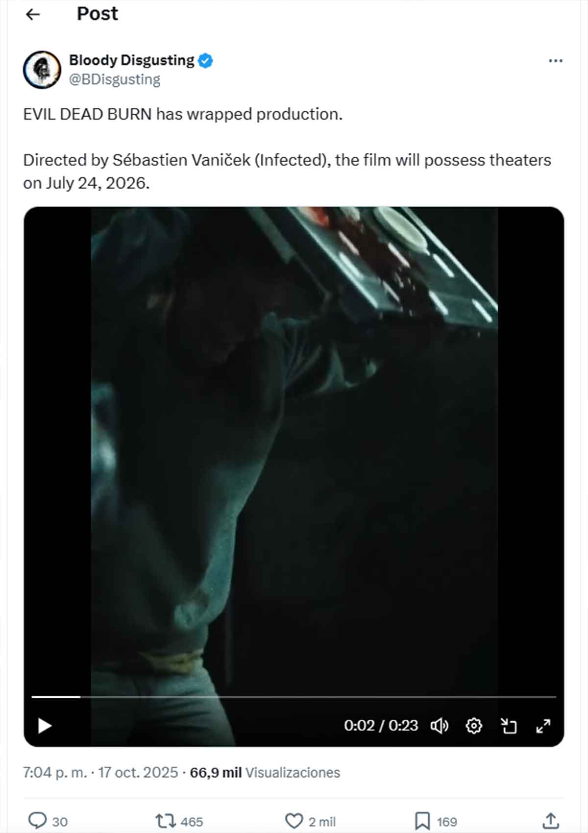 Primera imagen del rodaje de Evil Dead Burn (2026) evil dead burn (2026)