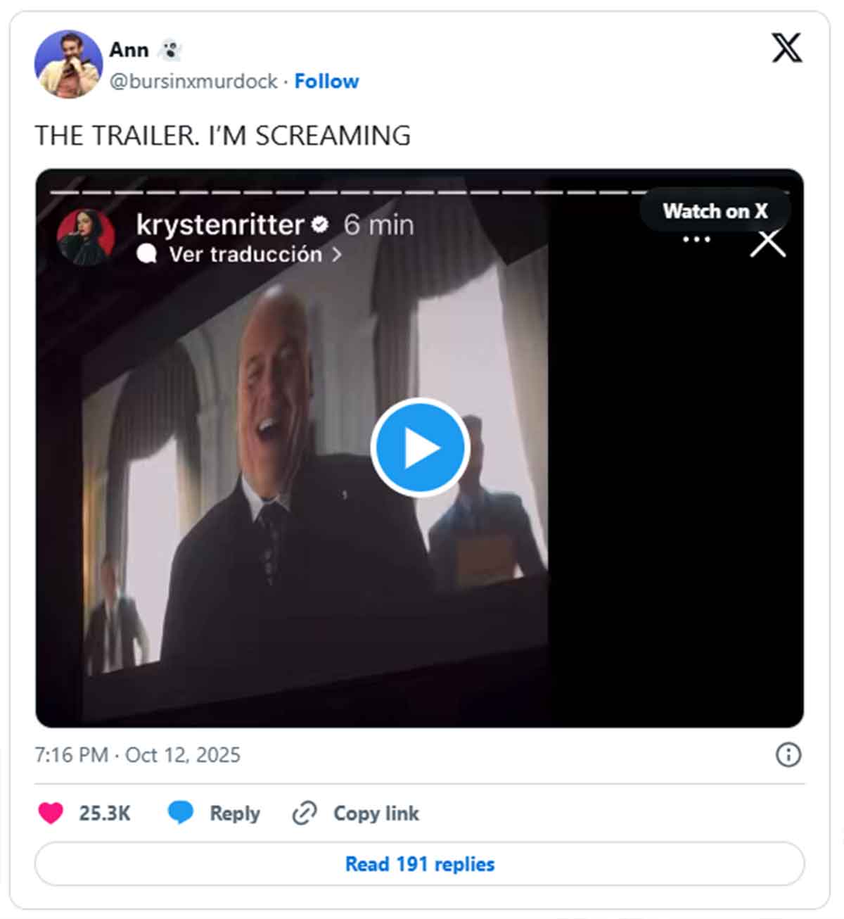 Krysten Ritter filtra el tráiler de Daredevil: Born Again temporada 2