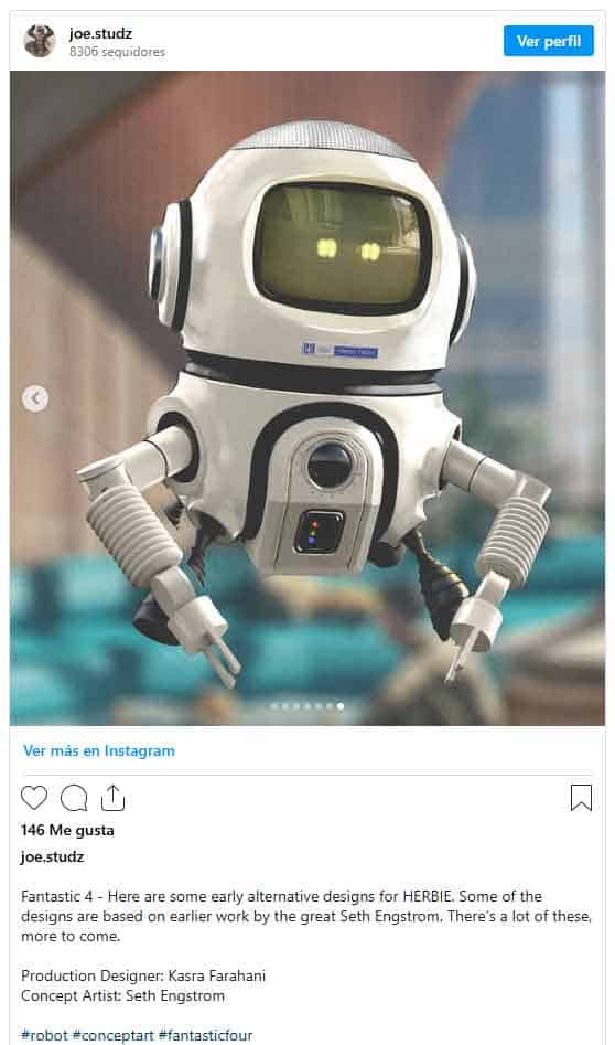 primera imagen de la versión descartada de h.e.r.b.i.e. de los cuatro fantásticos (2025)