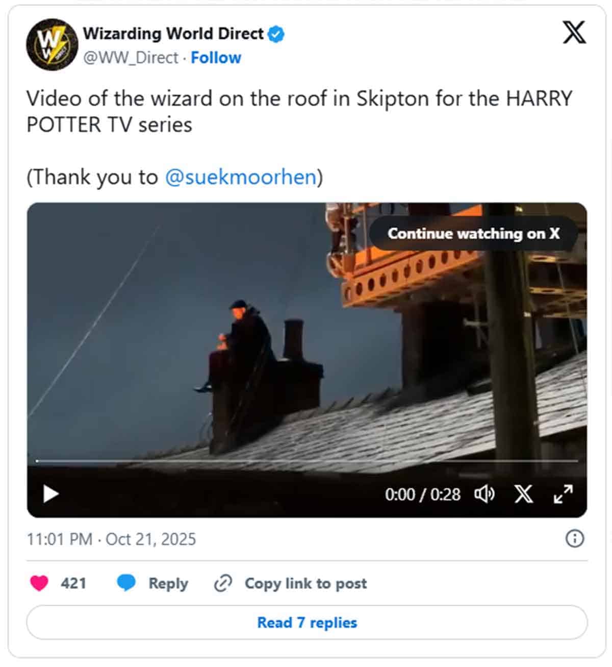 Rodaje de la serie de Harry Potter