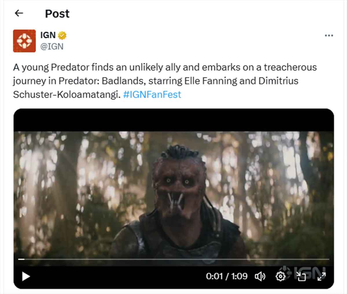 Predator: Badlands presenta un clip lleno de acción