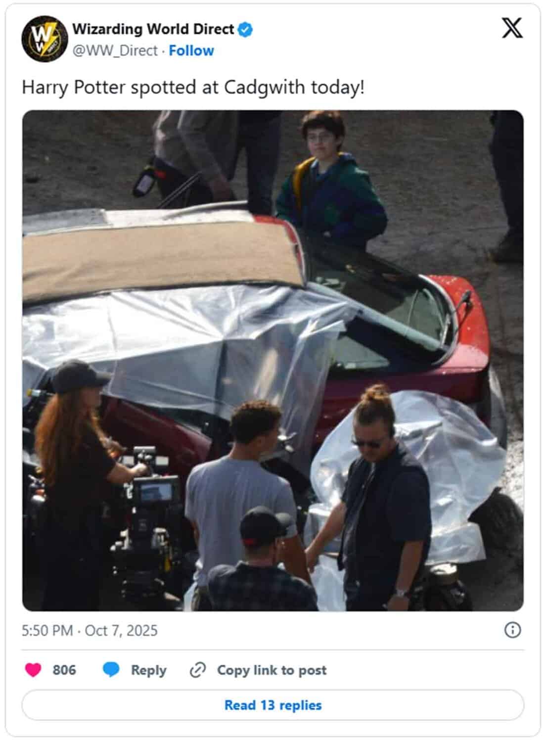 Primera imagen del rodaje de una escena original de la serie de Harry Potter