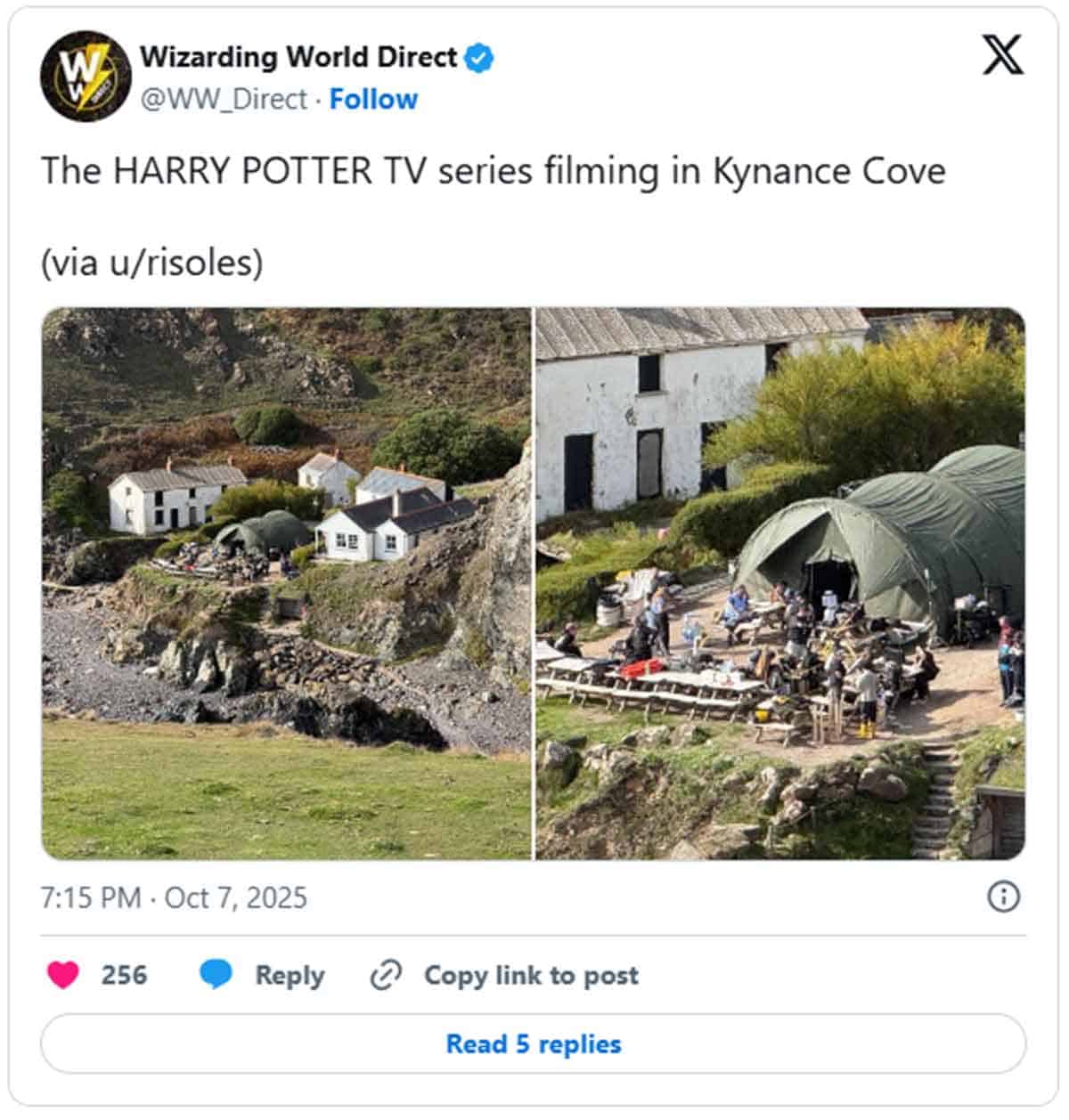 Primera imagen del rodaje de una escena original de la serie de Harry Potter