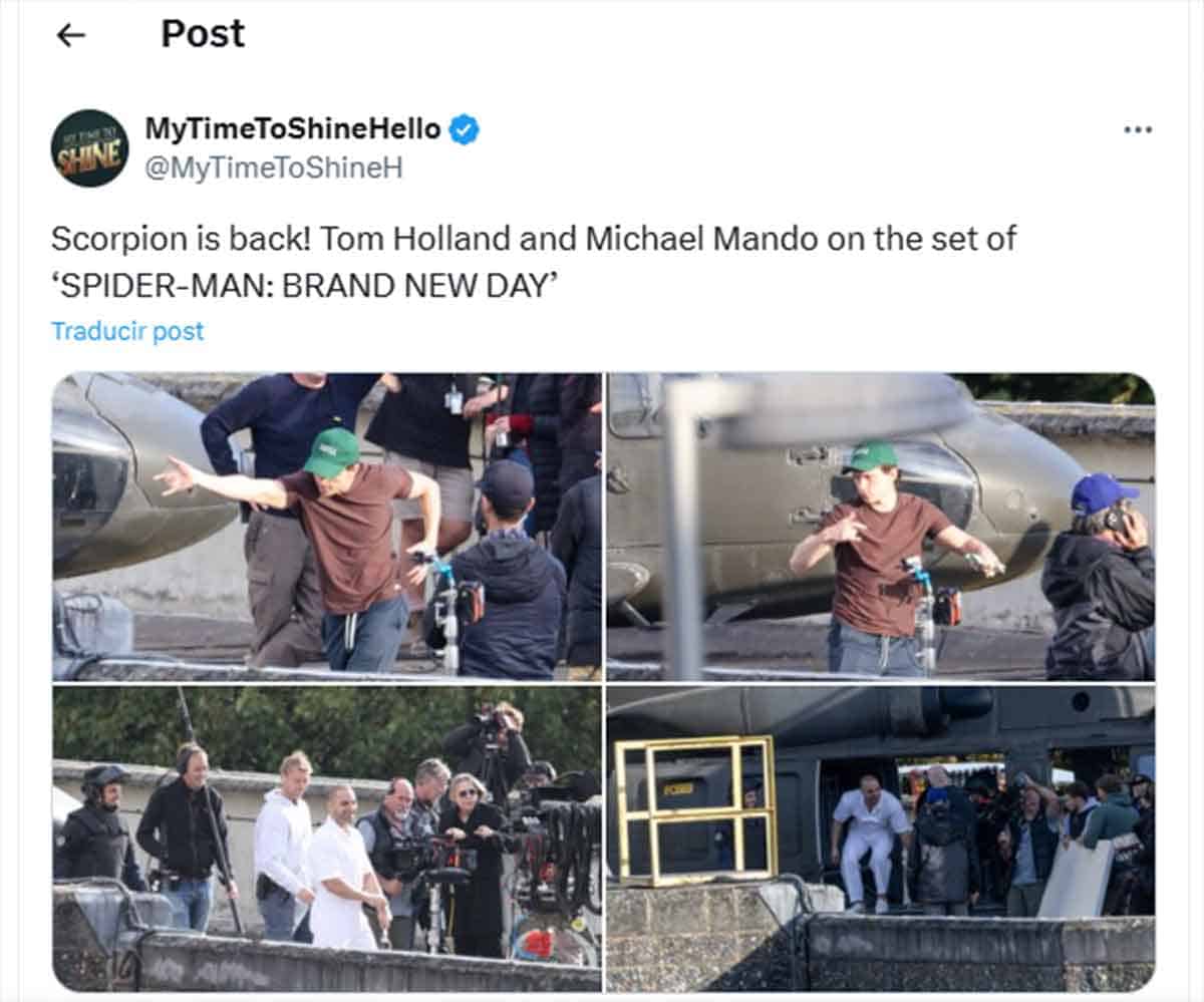 Michael Mando (Scorpio) en el rodaje de Spider-Man 4