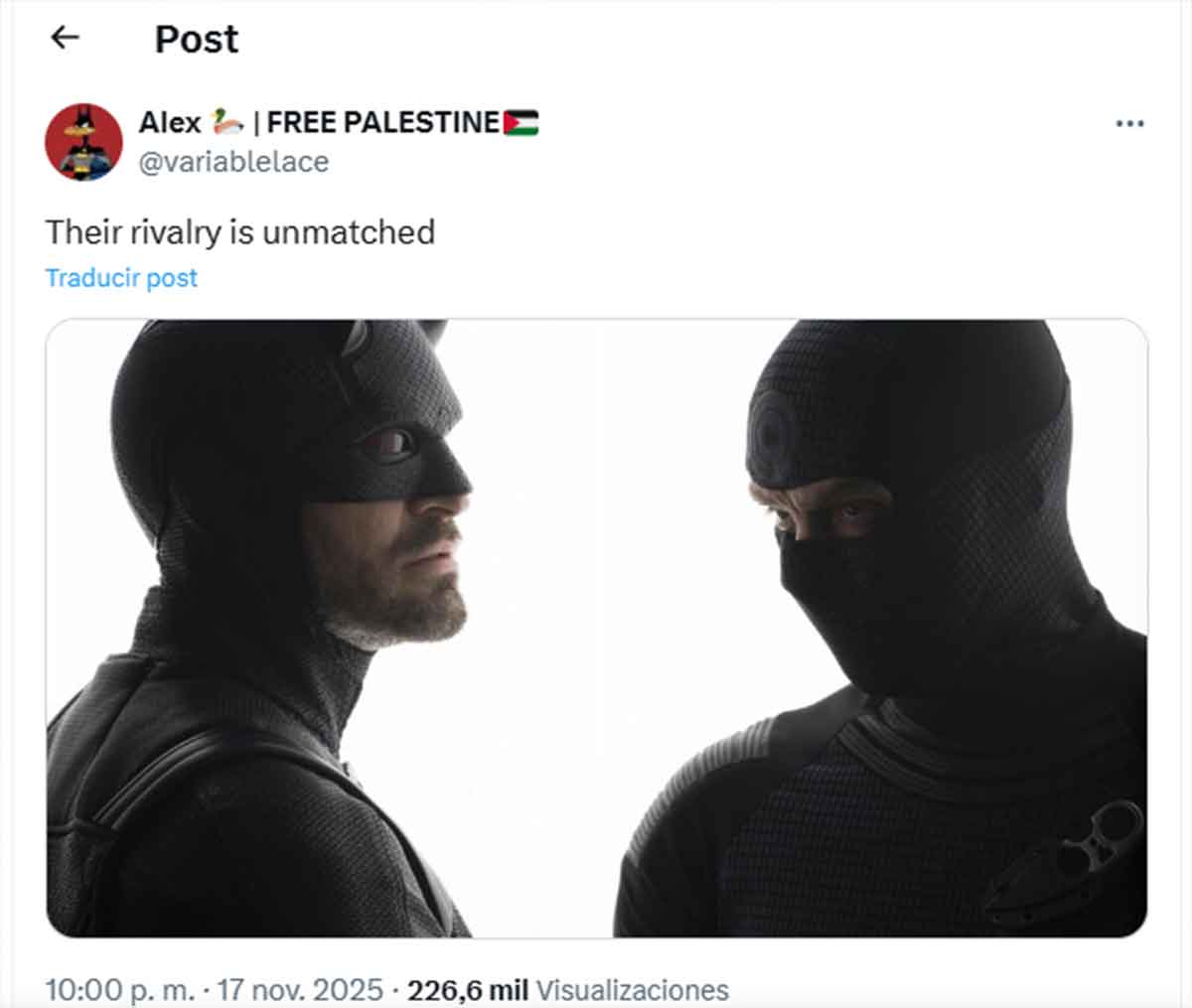 Bullseye con su máscara en Daredevil: Born Again 2