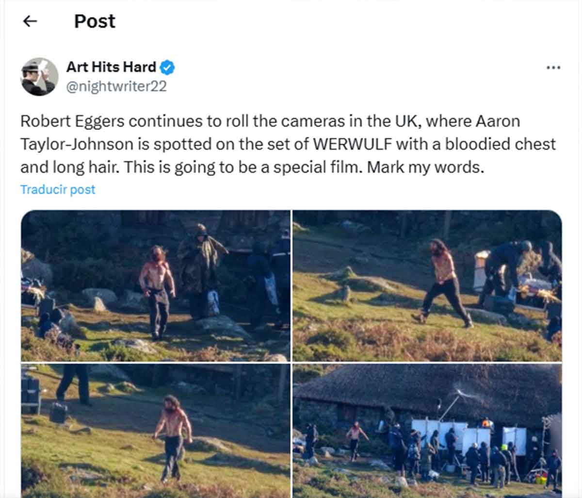 Primera imagen de Aaron Taylor-Johnson en el rodaje de Werwulf (2026)