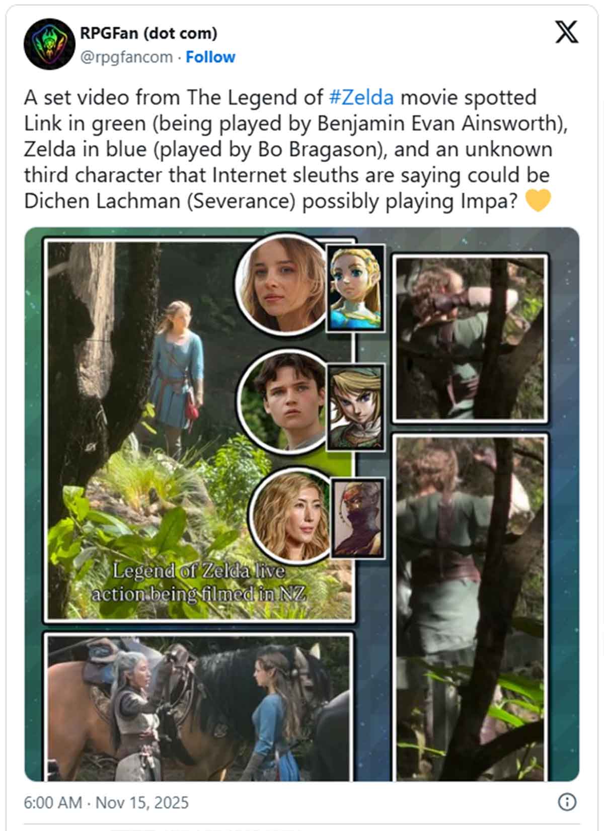 Primera imagen del rodaje de The Legend of Zelda the legend of zelda (2027)