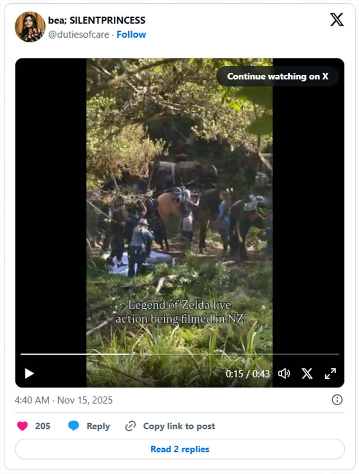 Primera imagen del rodaje de The Legend of Zelda the legend of zelda (2027)