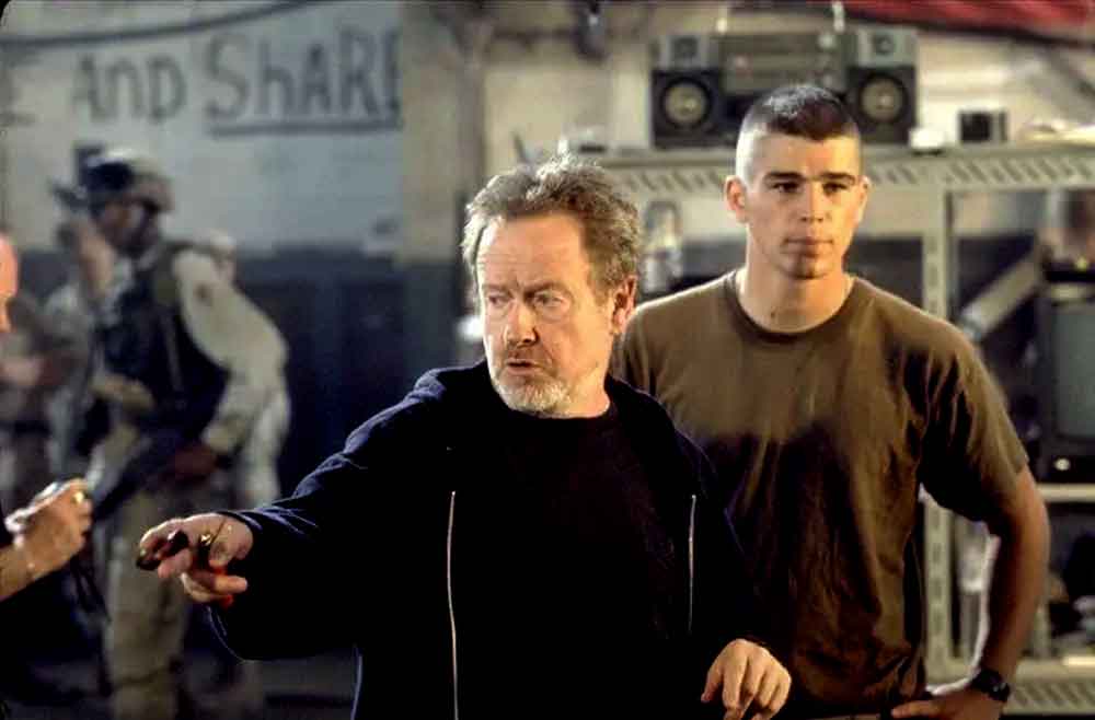 ridley scott en el rodaje de black hawk derribado