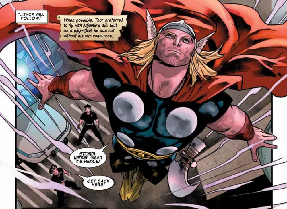thor vuela sin el mjolnir