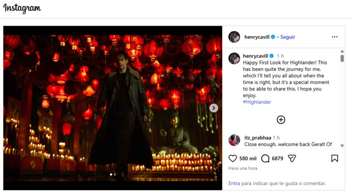 primera imagen de henry cavill como connor macleod en highlander