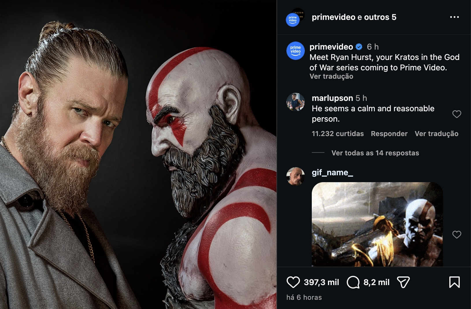 amazon confirmó a ryan hurst como kratos en god of war