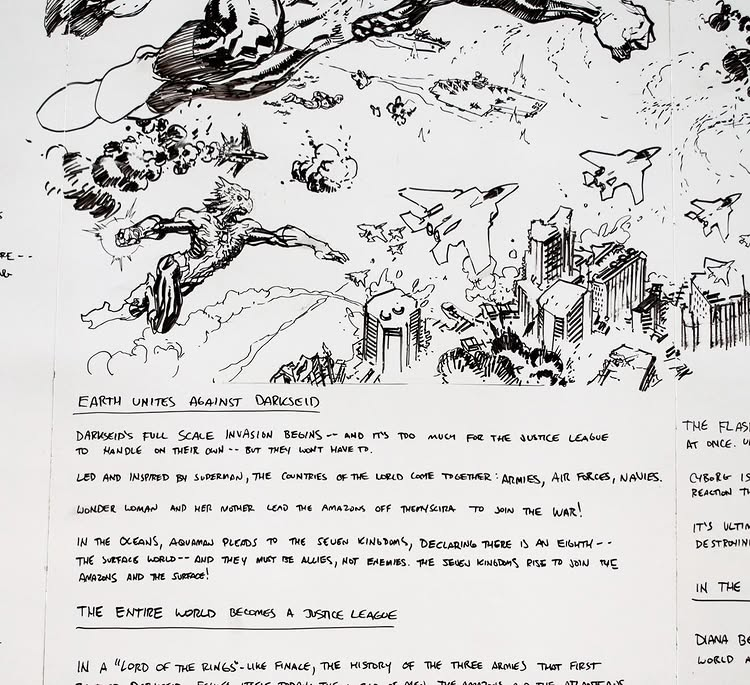 así se veían los storyboards de la liga de la justicia 2