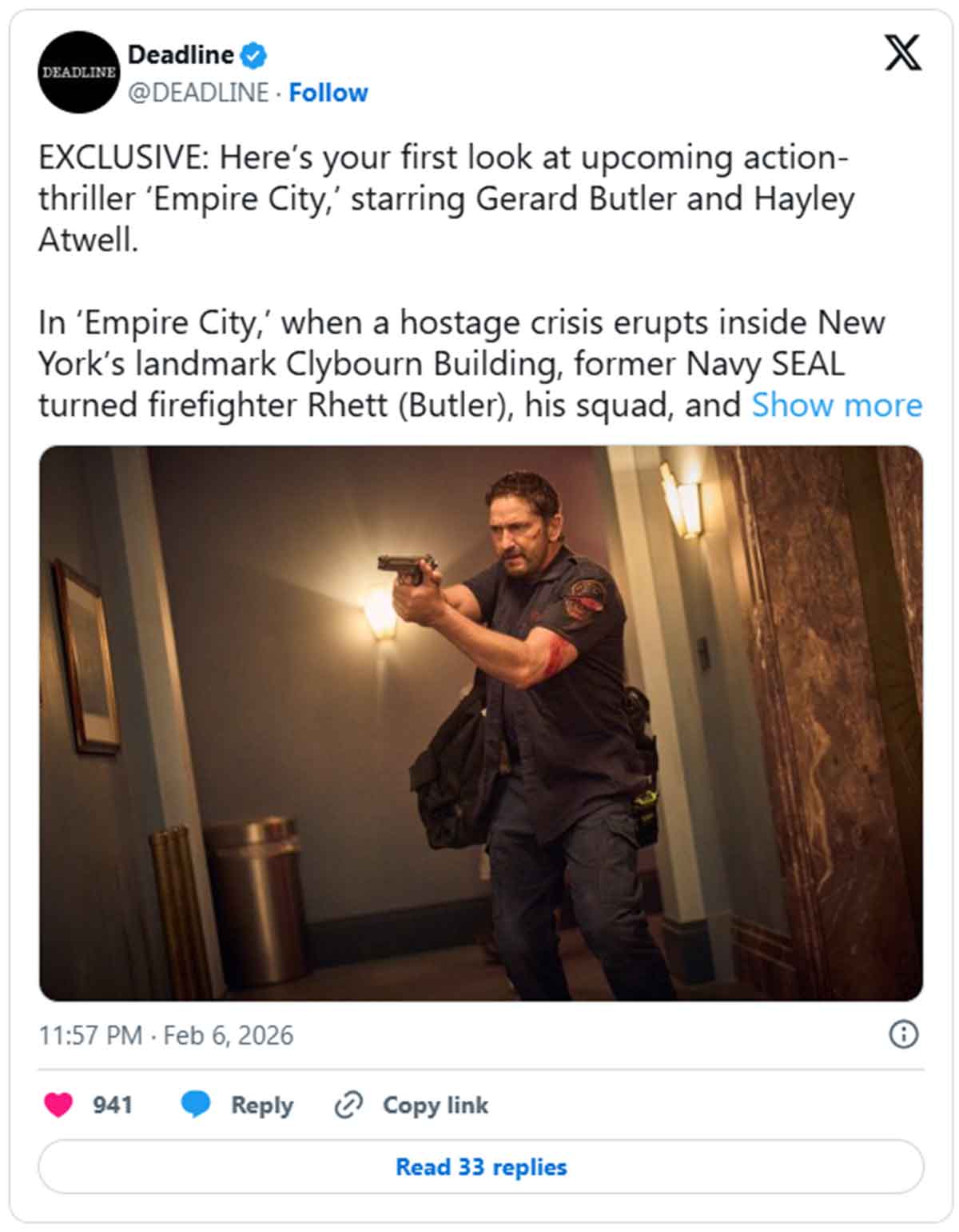 primera imagen de gerard butler en su nuevo thriller de acci&oacute;n de 2026