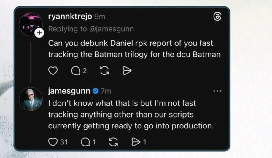 James Gunn rompe el silencio y desmiente el rumor sobre The Batman 3 que estaba sacudiendo al DCU james gunn desmentido en redes sociales batman