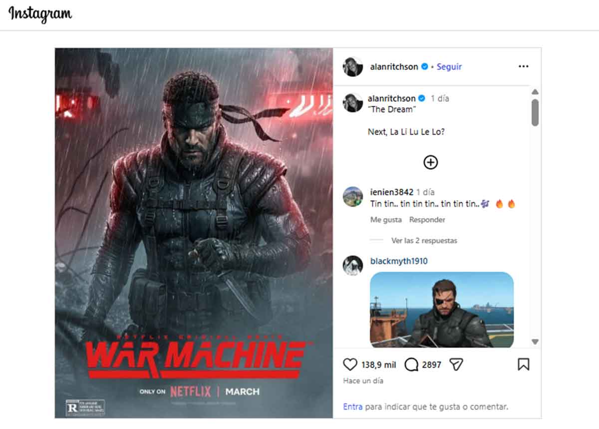 alan ritchson como solid snake