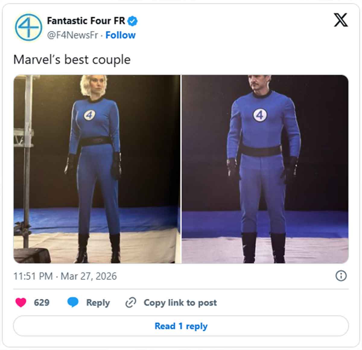 Primera imagen de Los Cuatro Fantásticos con el traje clásico de los cómics los cuatro fantásticos con el traje clásico de los cómics