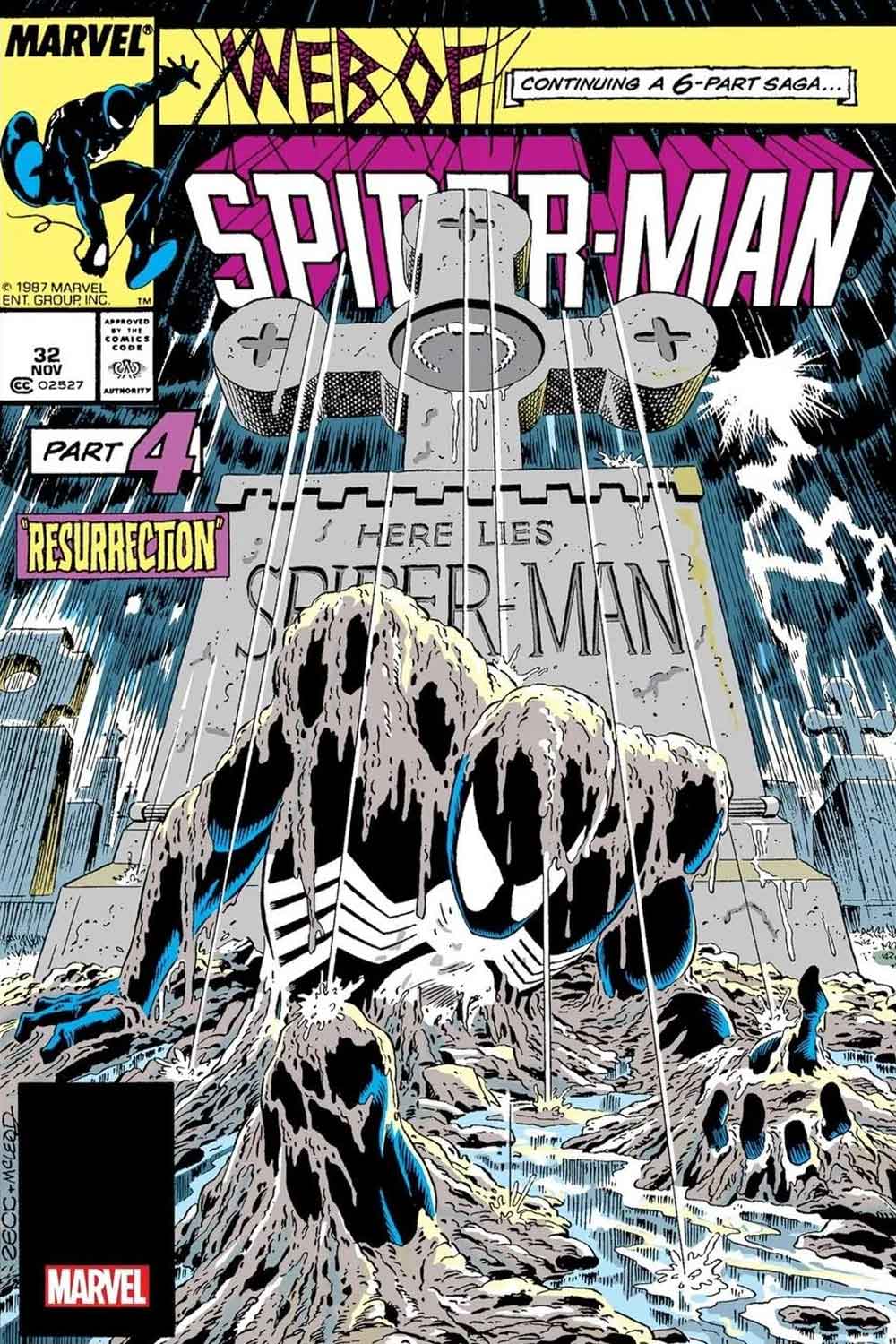 web of spider-man #32, parte de la famosa historia kraven&rsquo;s last hunt