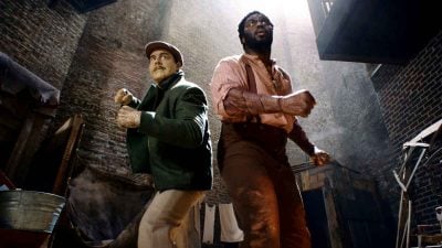 flint marco/sandman (jack huston) and lonnie/tombstone (abraham popoola) in spider-noir photo: courtesy of prime &copy; amazon content services llc